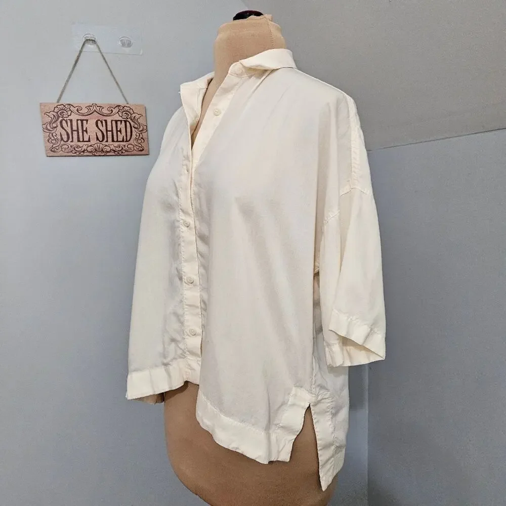 Everlane Oversized Ivory Button Front Shirt Top Size Small Minimal Capsule - Picture 4 of 10